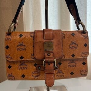 MCM VINTAGE COGNAC VISETOS SHOULDER BAG
